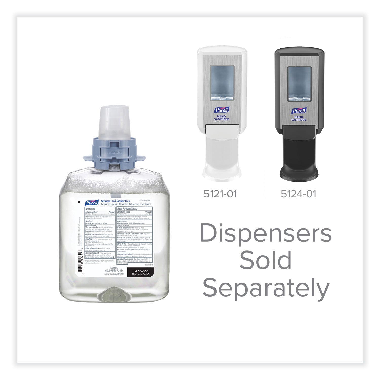 PURELL Advanced Hand Sanitizer Foam, For CS4 and FMX-12 Dispensers, 1,200 mL, Unscented, 4/Carton (519204CT)