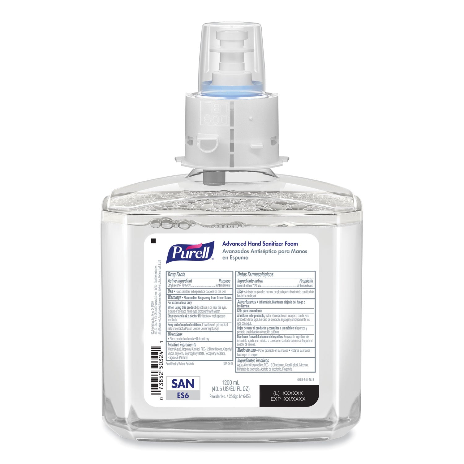 PURELL Advanced Hand Sanitizer Foam, For ES6 Dispensers, 1,200 mL Refill, , Clean Scent 2/Carton (645302)