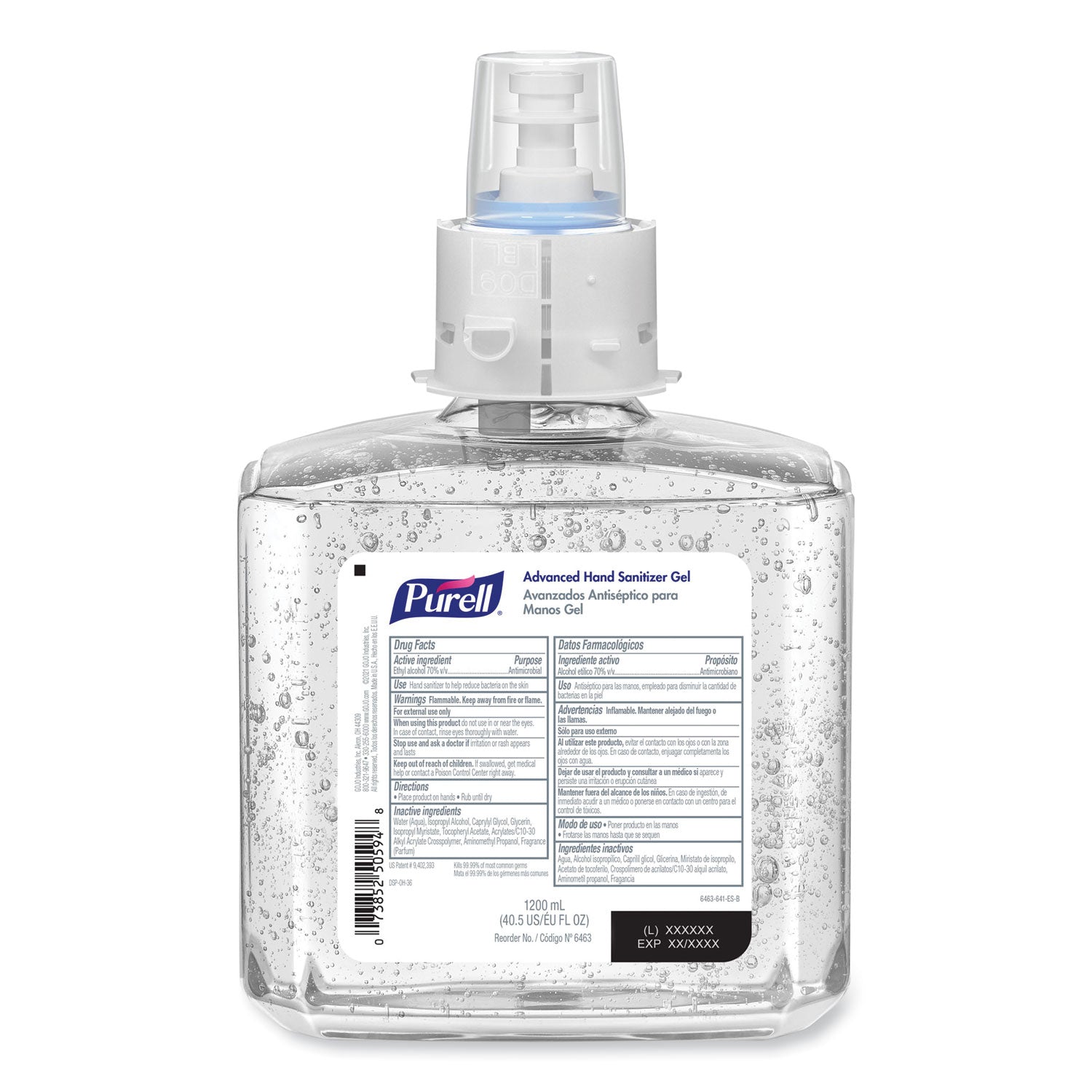 PURELL Advanced Hand Sanitizer Gel Refill, 1,200 mL, Clean Scent, For ES6 Dispensers, 2/Carton (646302)