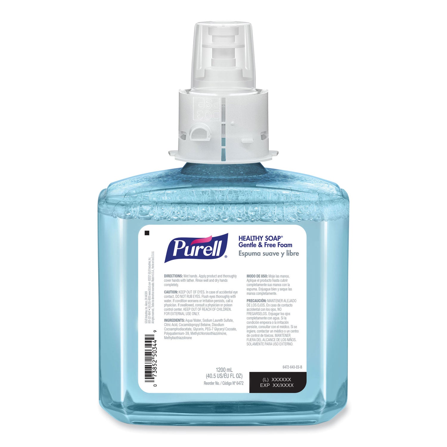 PURELL HEALTHY SOAP Gentle and Free Foam Refill, For ES6 Dispensers, Fragrance-Free, 1,200 mL, 2/Carton (647202)