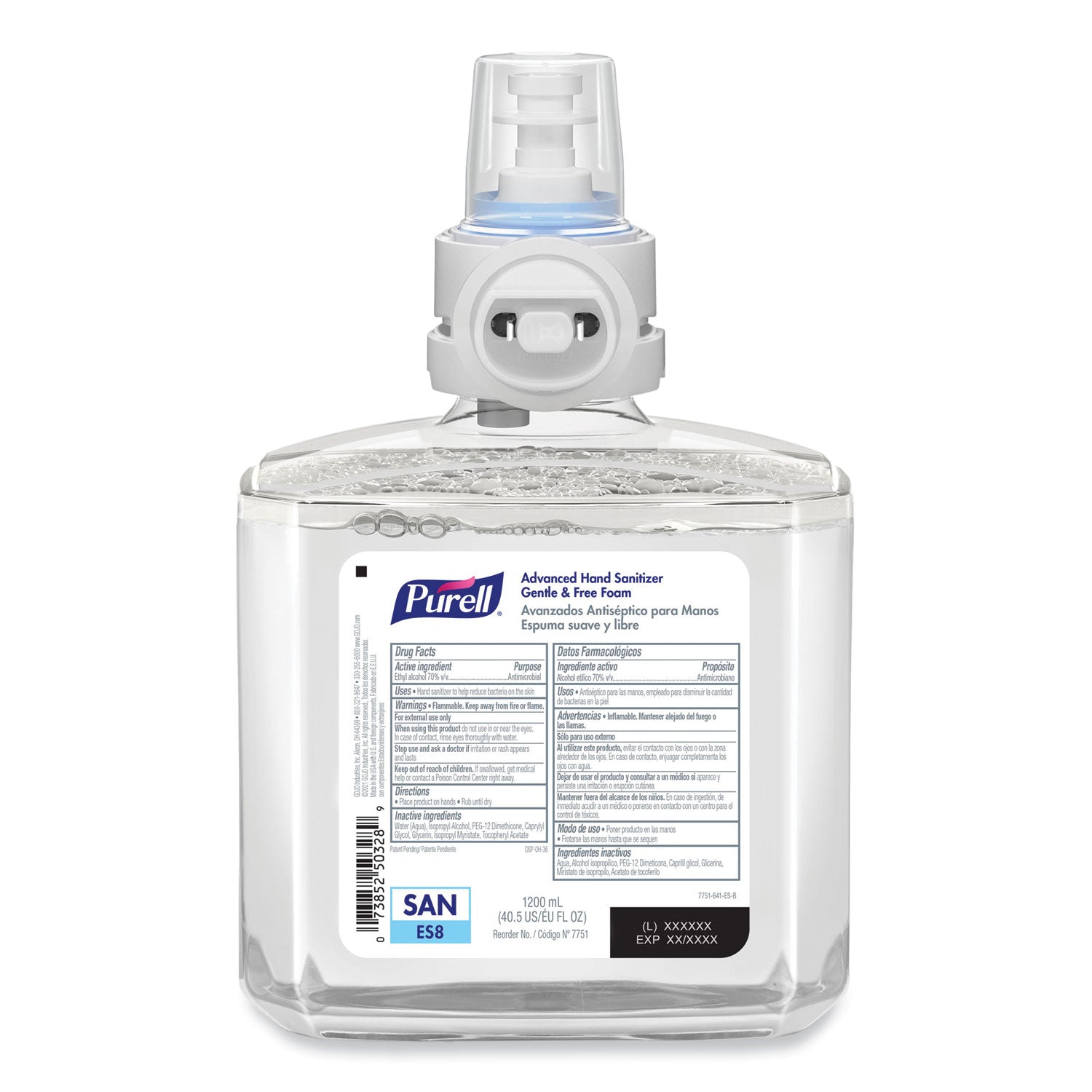 PURELL Advanced Hand Sanitizer Gentle and Free Foam, 1,200 mL Refill, Fragrance-Free, For ES8 Dispensers, 2/Carton (775102)