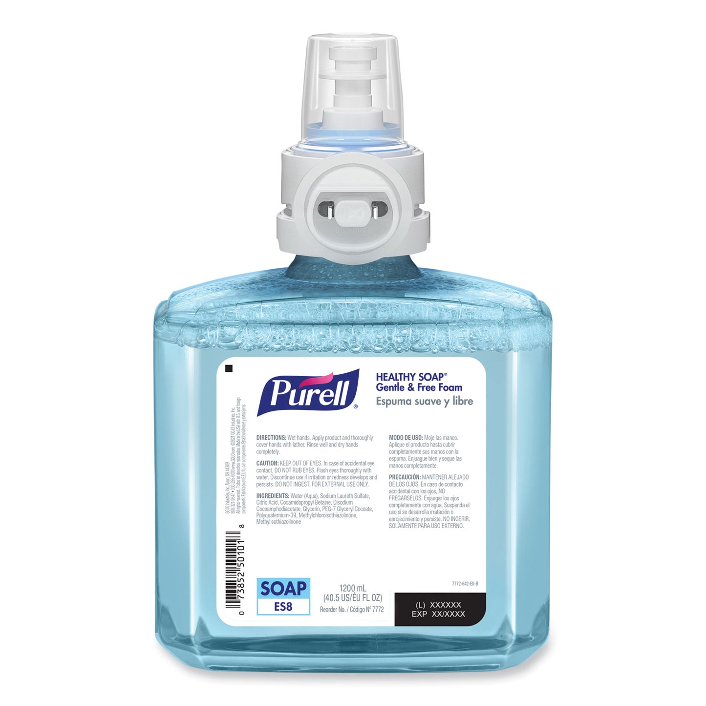 PURELL HEALTHY SOAP Gentle and Free Foam Refill, For ES8 Dispensers, Fragrance-Free, 1,200 mL, 2/Carton (777202)