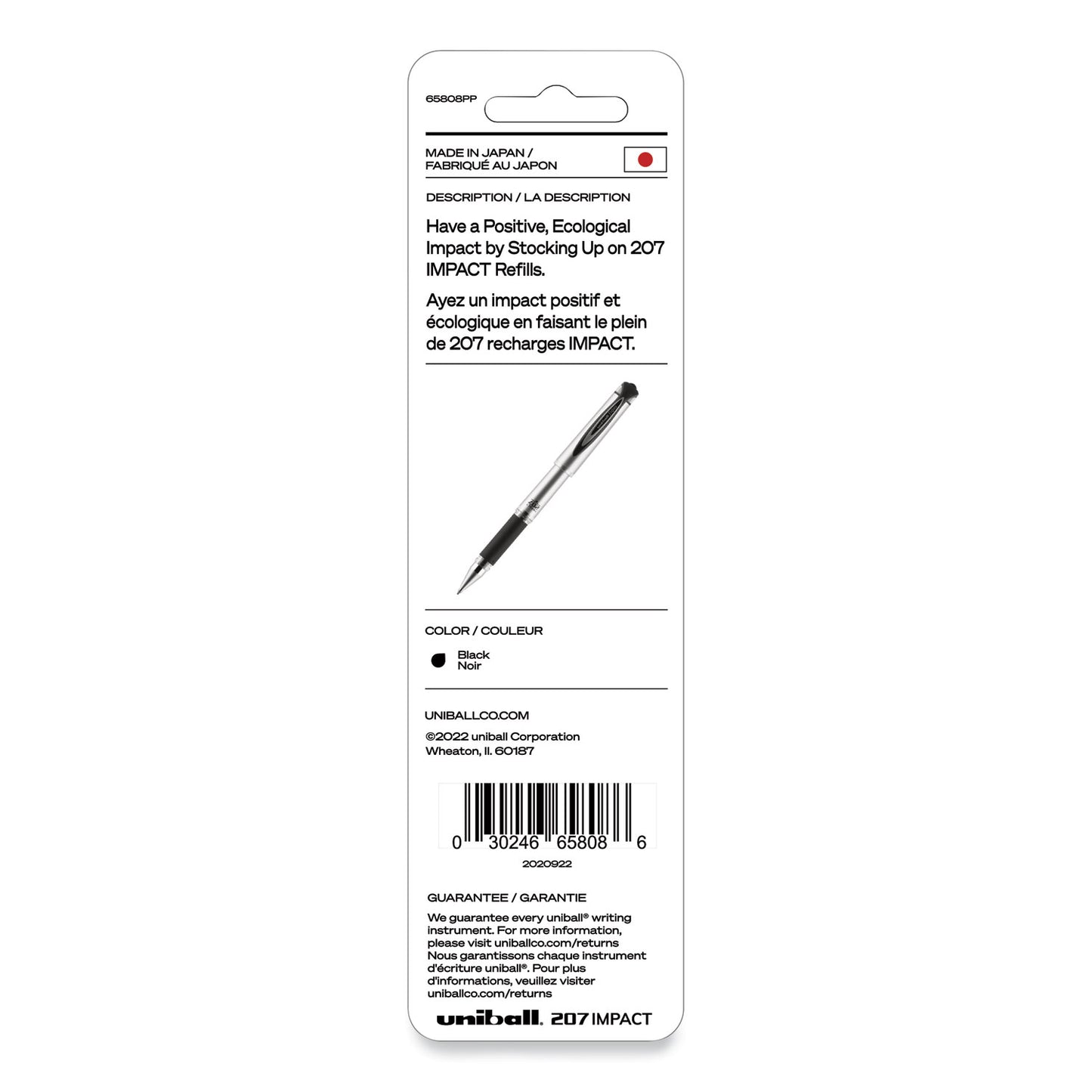 uni-ball 207 Impact Gel Stick Pen Refills, Bold 1 mm Conical Tip, Black Ink, 2/Pack (65808)