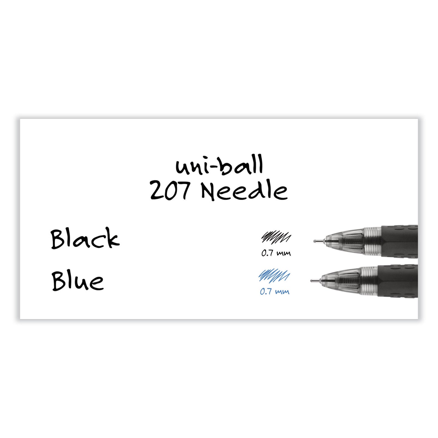 uni-ball Signo 207 Needle Point Gel Pen, Retractable, Medium 0.7 mm, Black Ink, Clear/Black Barrel, Dozen (1736097)