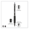 uni-ball Signo 207 Needle Point Gel Pen, Retractable, Medium 0.7 mm, Black Ink, Clear/Black Barrel, Dozen (1736097)