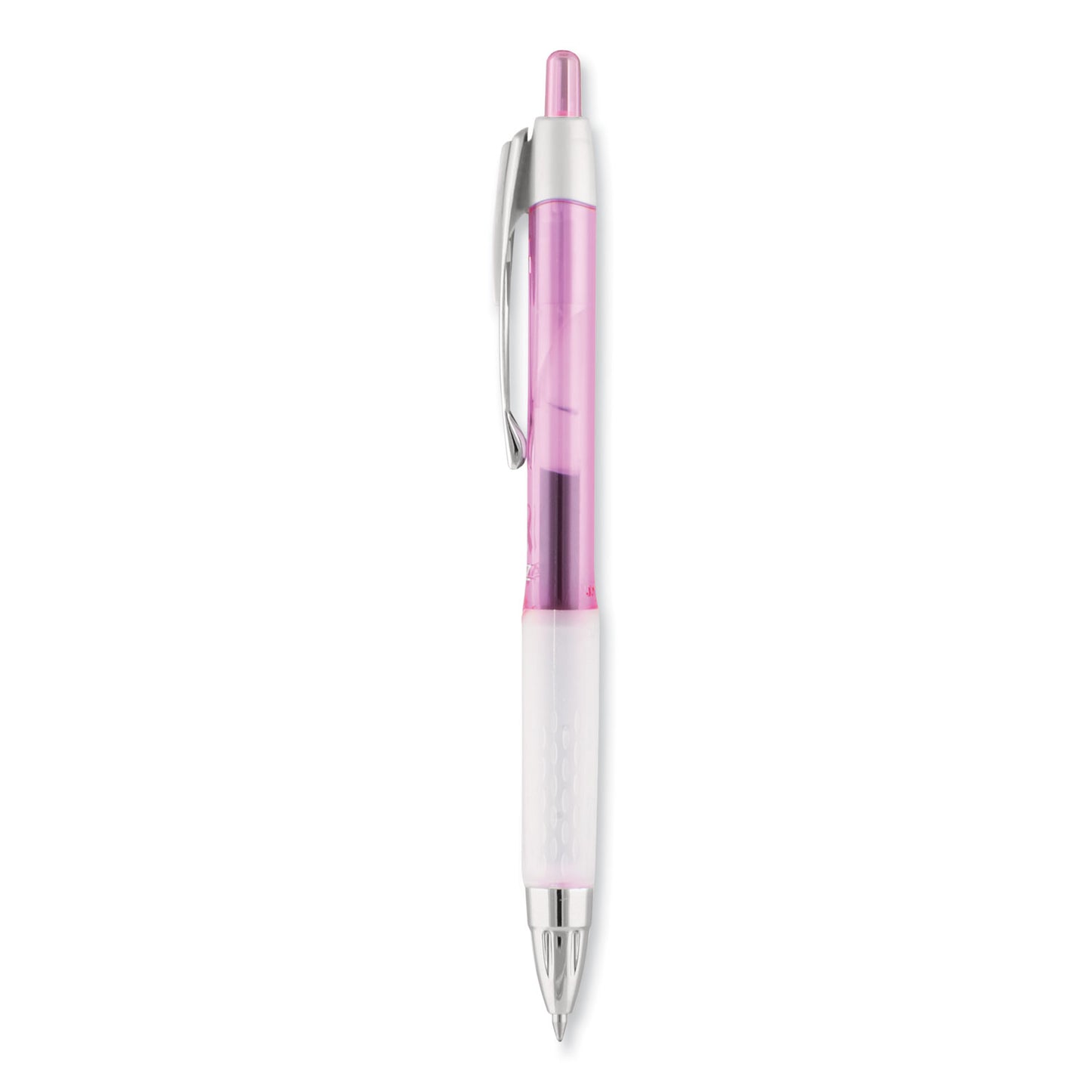 uni-ball Signo 207 Gel Pen, Retractable, Medium 0.7 mm, Black Ink, Translucent Pink/Translucent White Barrel, 2/Pack (1745148)