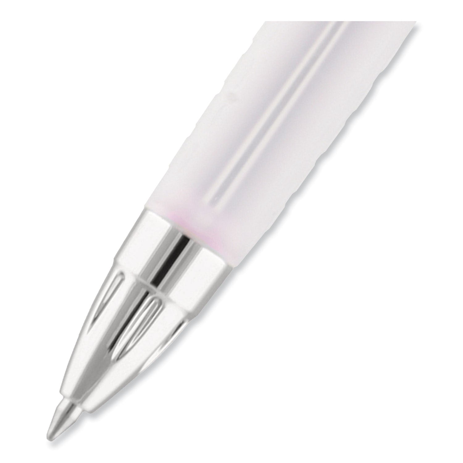 uni-ball Signo 207 Gel Pen, Retractable, Medium 0.7 mm, Black Ink, Translucent Pink/Translucent White Barrel, 2/Pack (1745148)