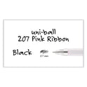 uni-ball Signo 207 Gel Pen, Retractable, Medium 0.7 mm, Black Ink, Translucent Pink/Translucent White Barrel, 2/Pack (1745148)