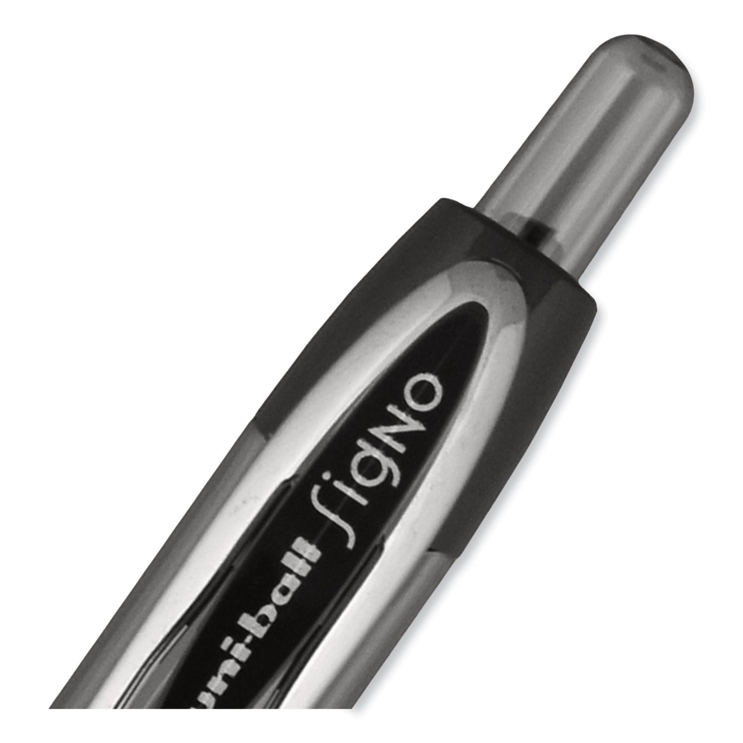 uni-ball Signo 207 Gel Pen, Retractable, Bold 1 mm, Black Ink, Smoke/Black Barrel, Dozen (1790895)