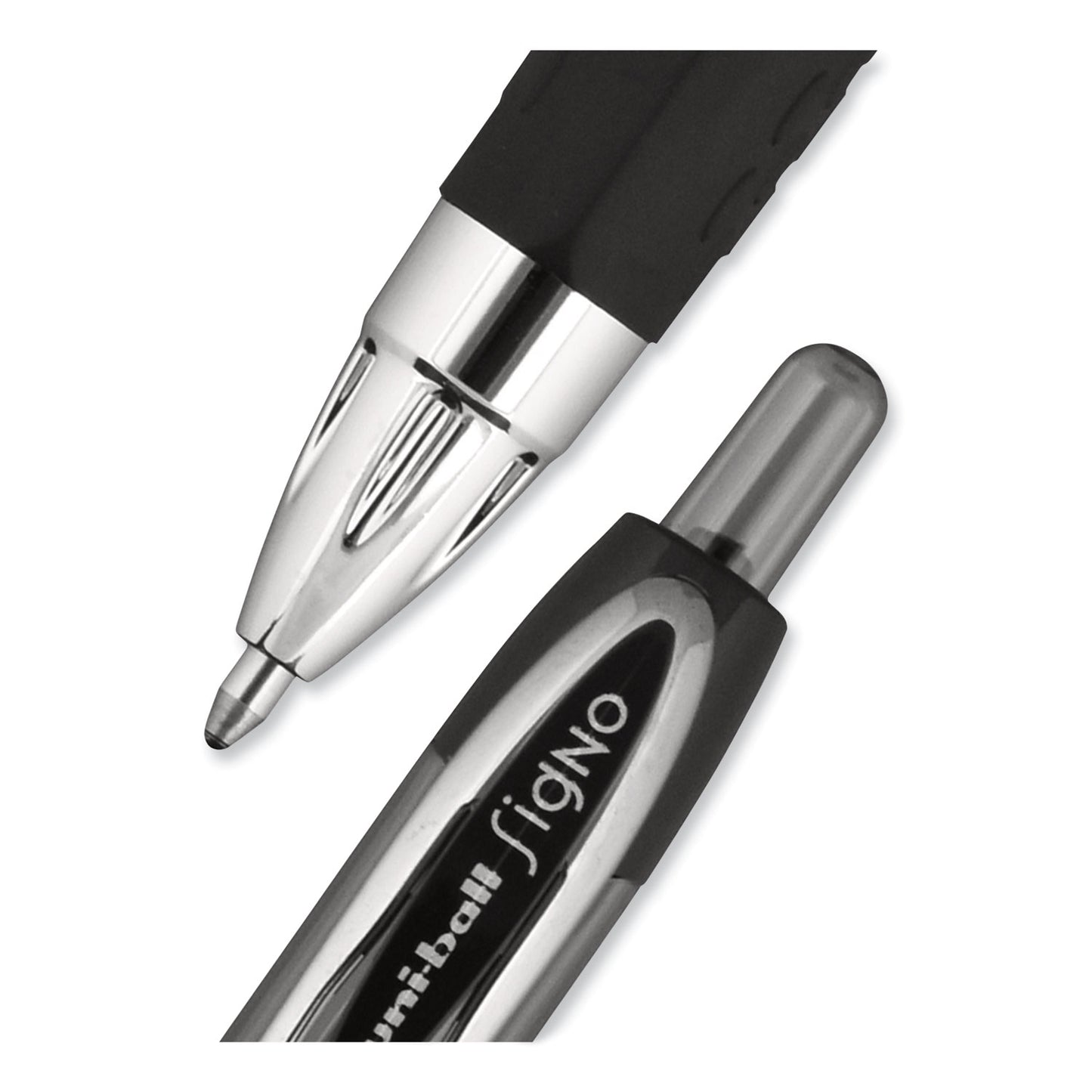 uni-ball Signo 207 Gel Pen, Retractable, Bold 1 mm, Black Ink, Smoke/Black Barrel, Dozen (1790895)