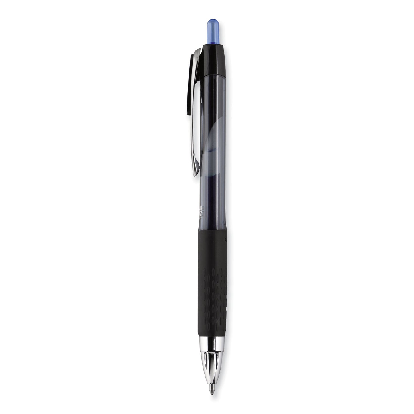 uni-ball Signo 207 Gel Pen, Retractable, Bold 1 mm, Blue Ink, Smoke/Black/Blue Barrel, Dozen (1790896)