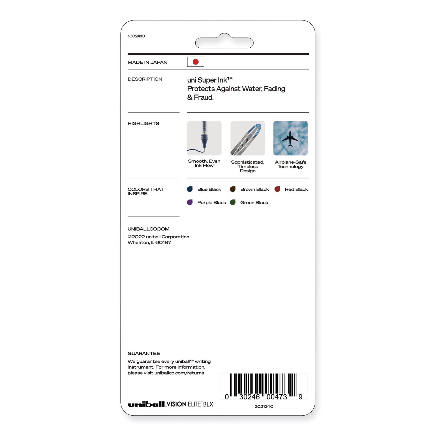 uni-ball VISION ELITE BLX Series Hybrid Gel Pen, Stick, Fine 0.5 mm, Assorted Ink and Barrel Colors, 5/Pack (1832410)