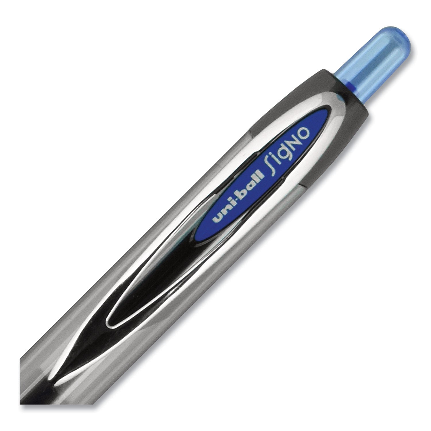 uni-ball Signo 207 Gel Pen, Retractable, Medium 0.7 mm, Blue Ink, Smoke/Black/Blue Barrel, 36/Box (1921064)