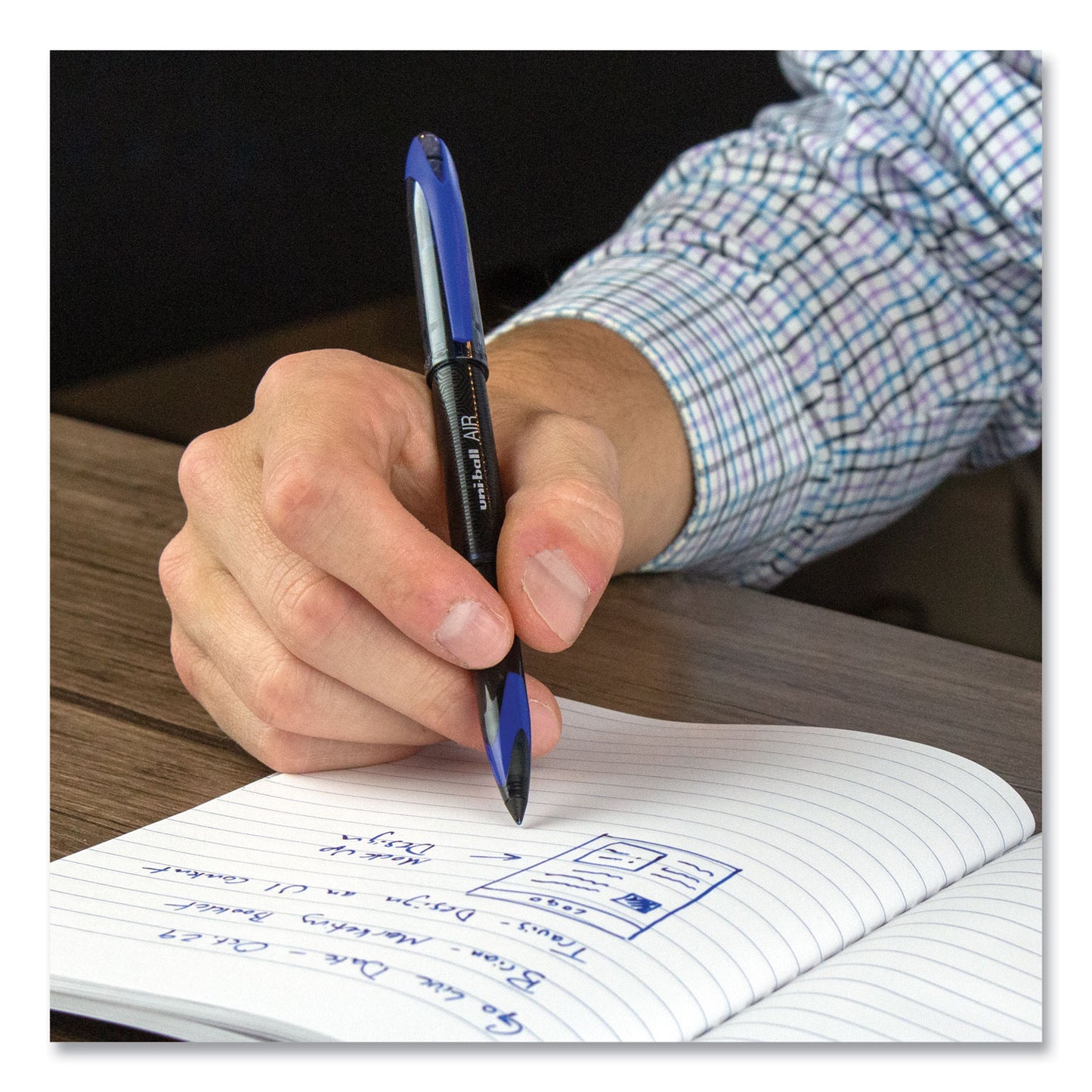 uni-ball AIR Porous Rollerball Pen, Medium 0.7 mm, Black Ink/Barrel, Dozen (1927631)