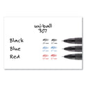 uni-ball 307 Gel Pen, Retractable, Fine 0.5 mm, Blue Ink, Black Barrel, Dozen (1947088)