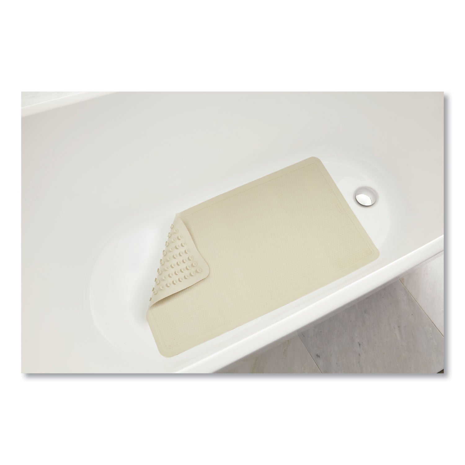 Rubbermaid Commercial Safti-Grip Latex-Free Vinyl Bath Mat, 16 x 28, White (1982726)