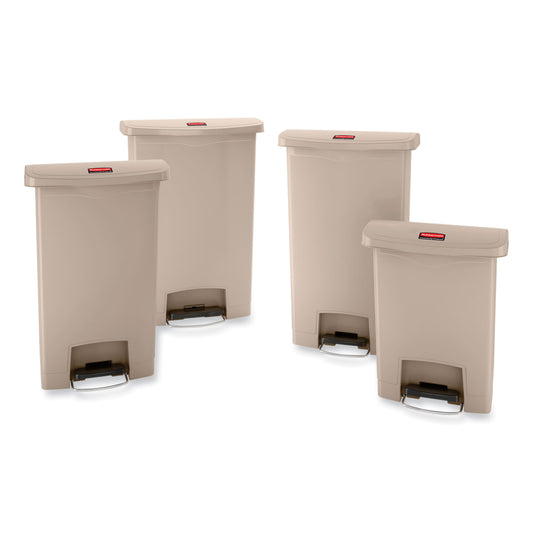 Rubbermaid Commercial Streamline Resin Step-On Container, Front Step Style, 8 gal, Polyethylene, Beige (1883456)