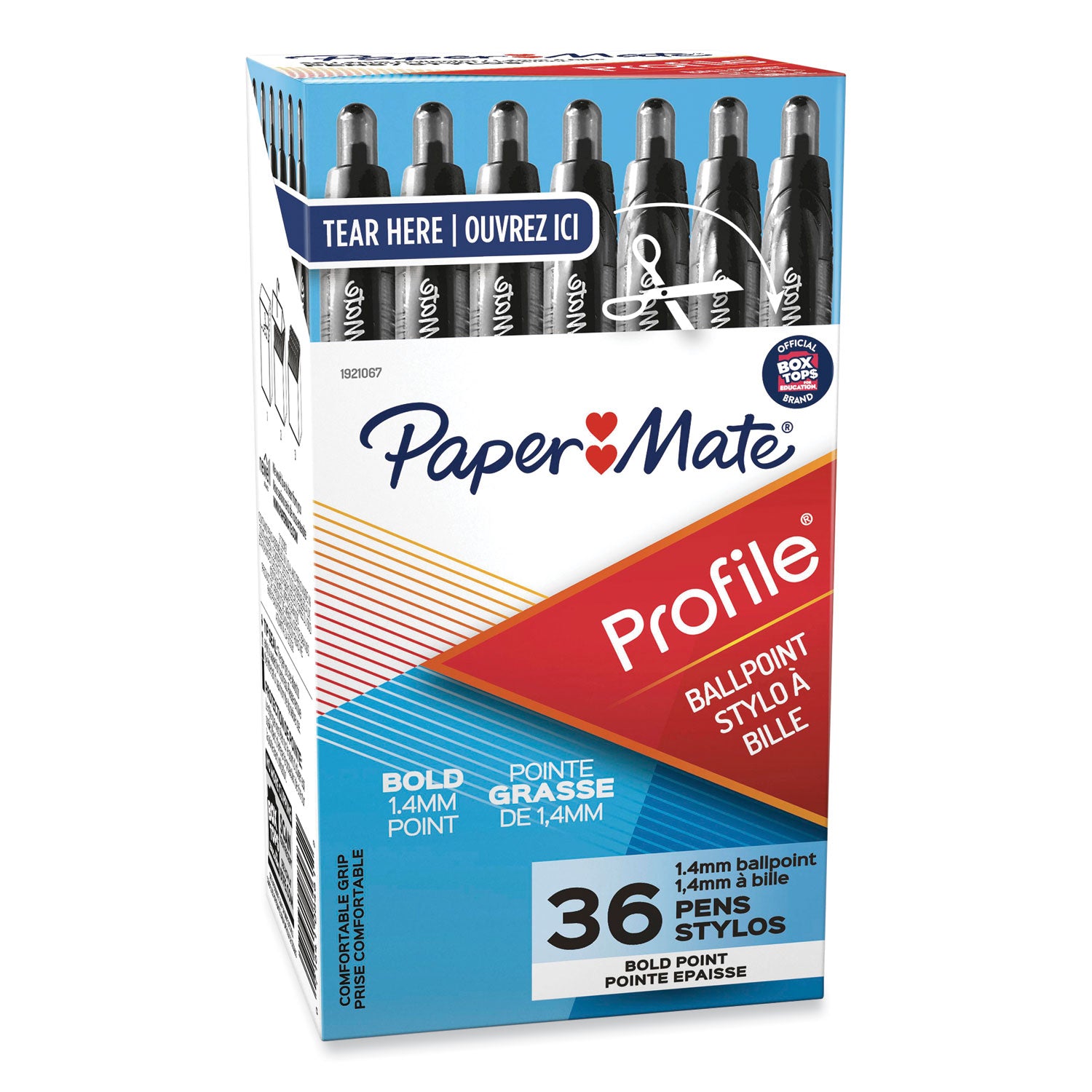 Paper Mate Profile Ballpoint Pen Value Pack, Retractable, Bold 1.4 mm, Black Ink, Translucent Black Barrel, 36/Box (1921067)