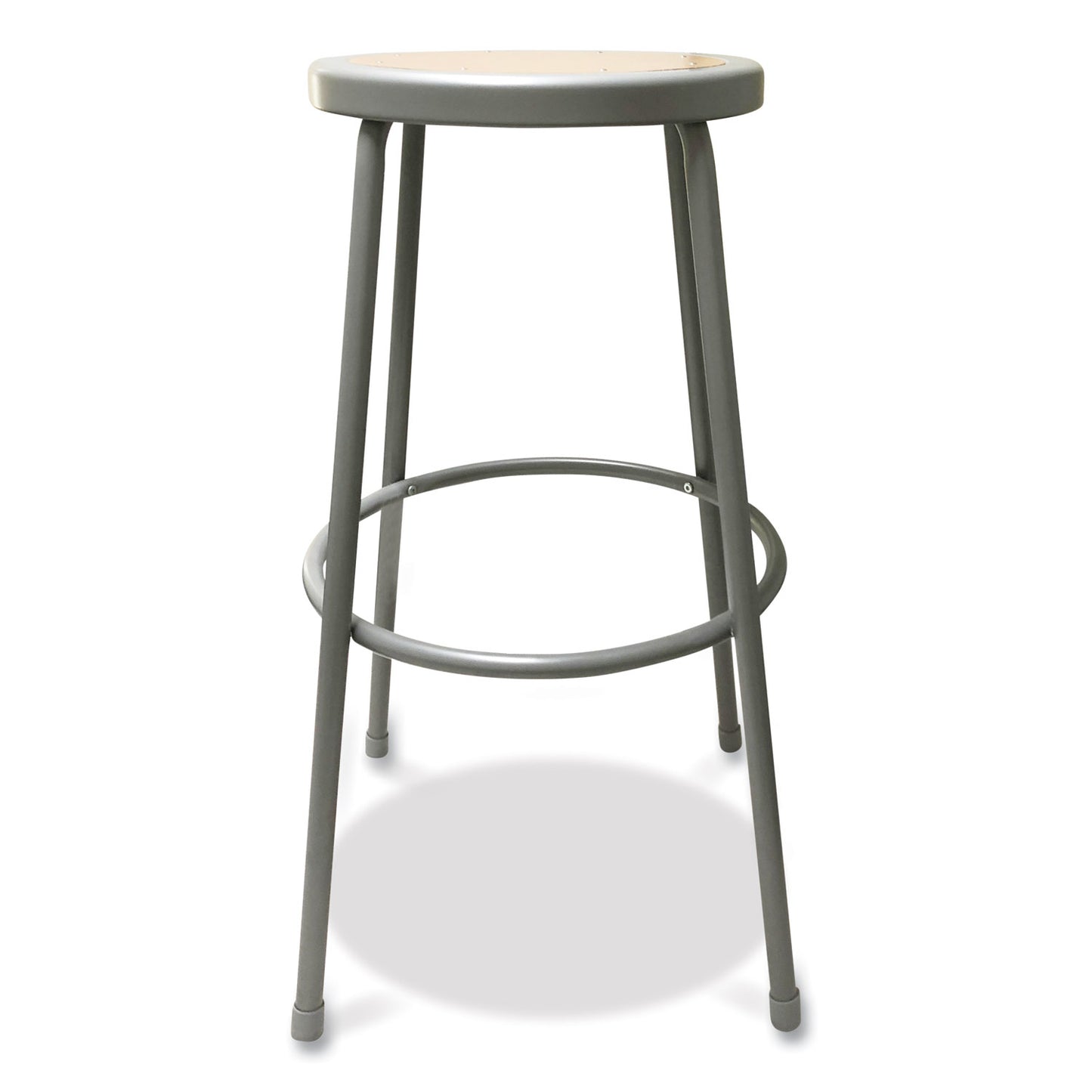 Alera Industrial Metal Shop Stool, Backless, Supports Up to 300 lb, 30" Seat Height, Brown Seat, Gray Base (IS6630G)