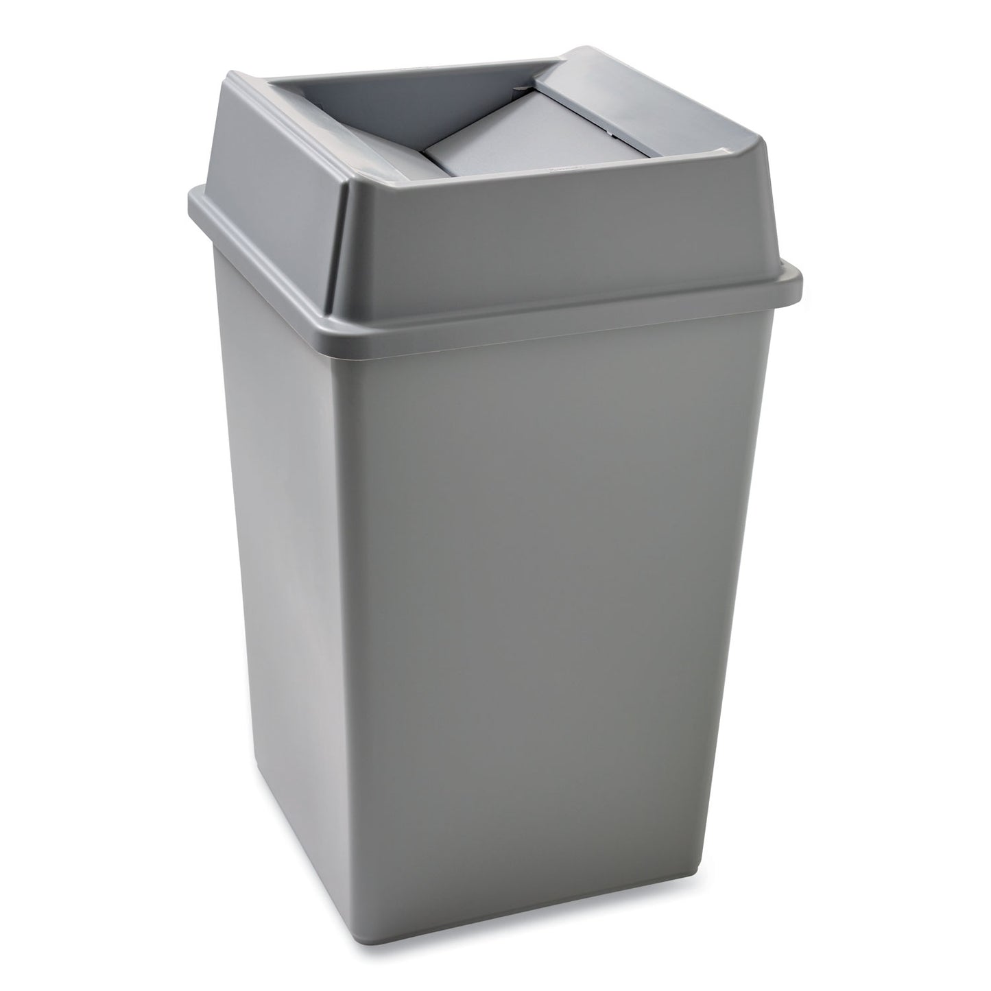 Rubbermaid Commercial Untouchable Square Waste Receptacle, 35 gal, Plastic, Gray (3958GRA)