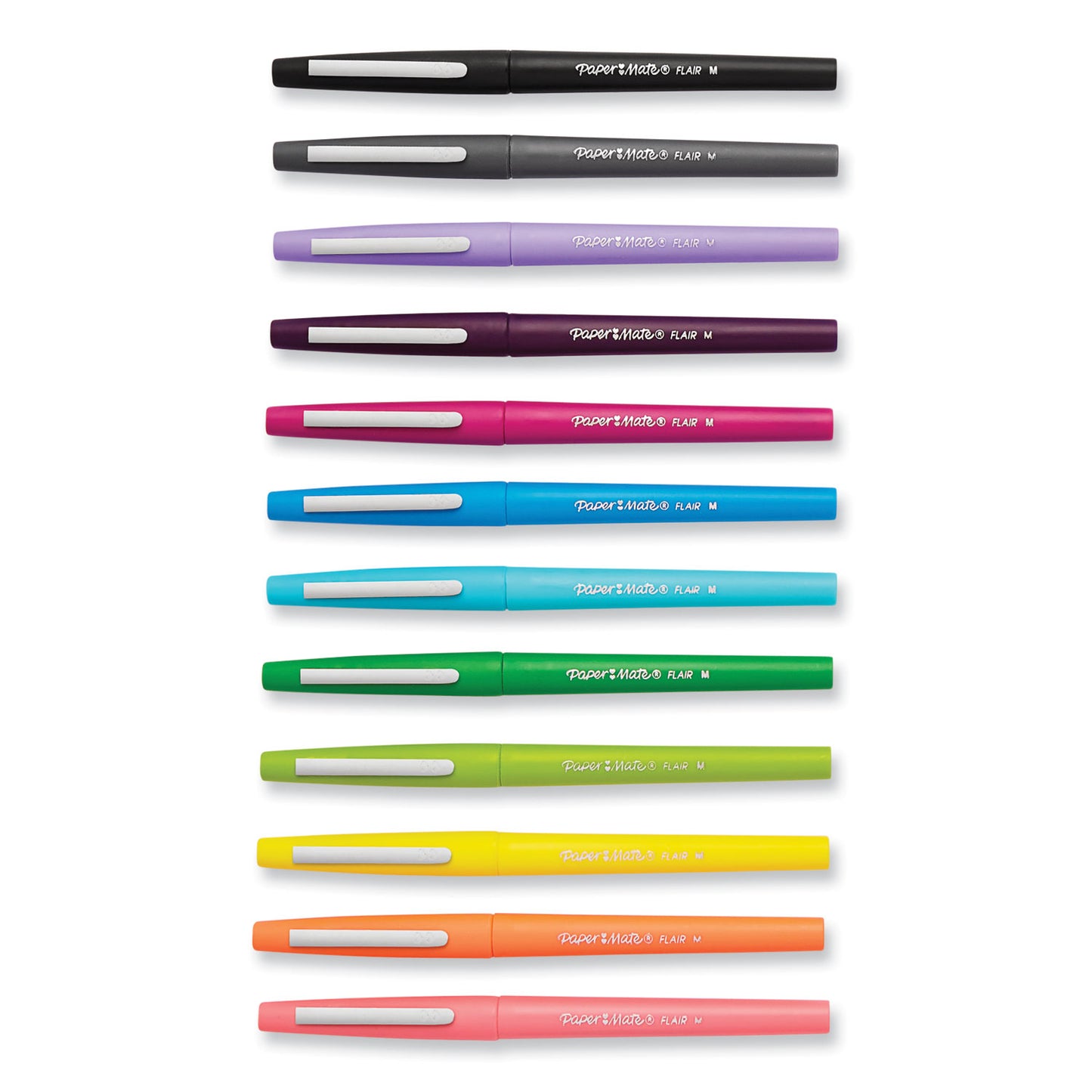 Paper Mate Point Guard Flair Felt Tip Porous Point Pen, Stick, Medium 0.7 mm, Assorted Tropical Vacation Ink and Barrel Colors, Dozen (1928605)