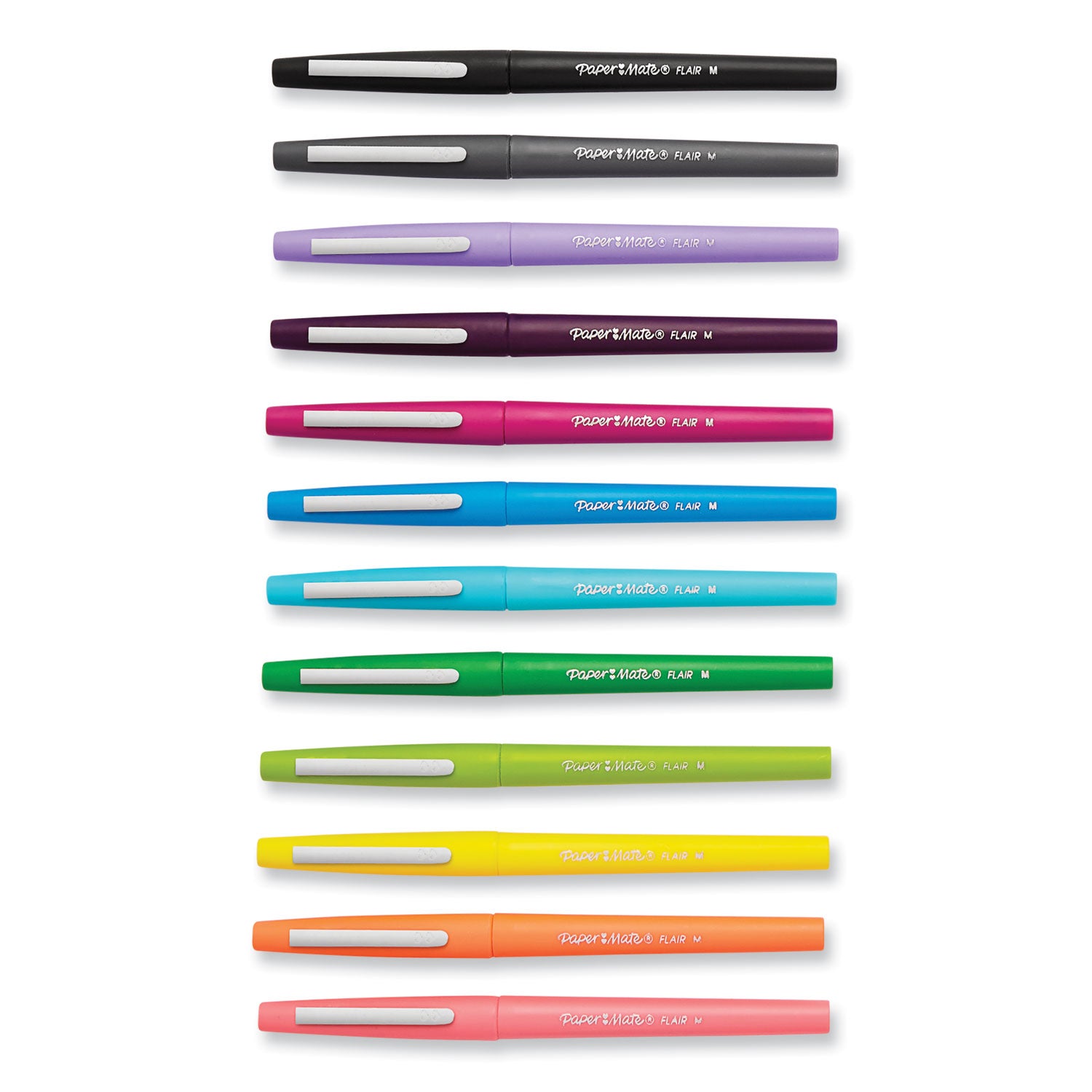 Paper Mate Point Guard Flair Felt Tip Porous Point Pen, Stick, Medium 0.7 mm, Assorted Tropical Vacation Ink and Barrel Colors, Dozen (1928605)