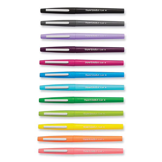 Paper Mate Point Guard Flair Felt Tip Porous Point Pen, Stick, Medium 0.7 mm, Assorted Tropical Vacation Ink and Barrel Colors, Dozen (1928605)