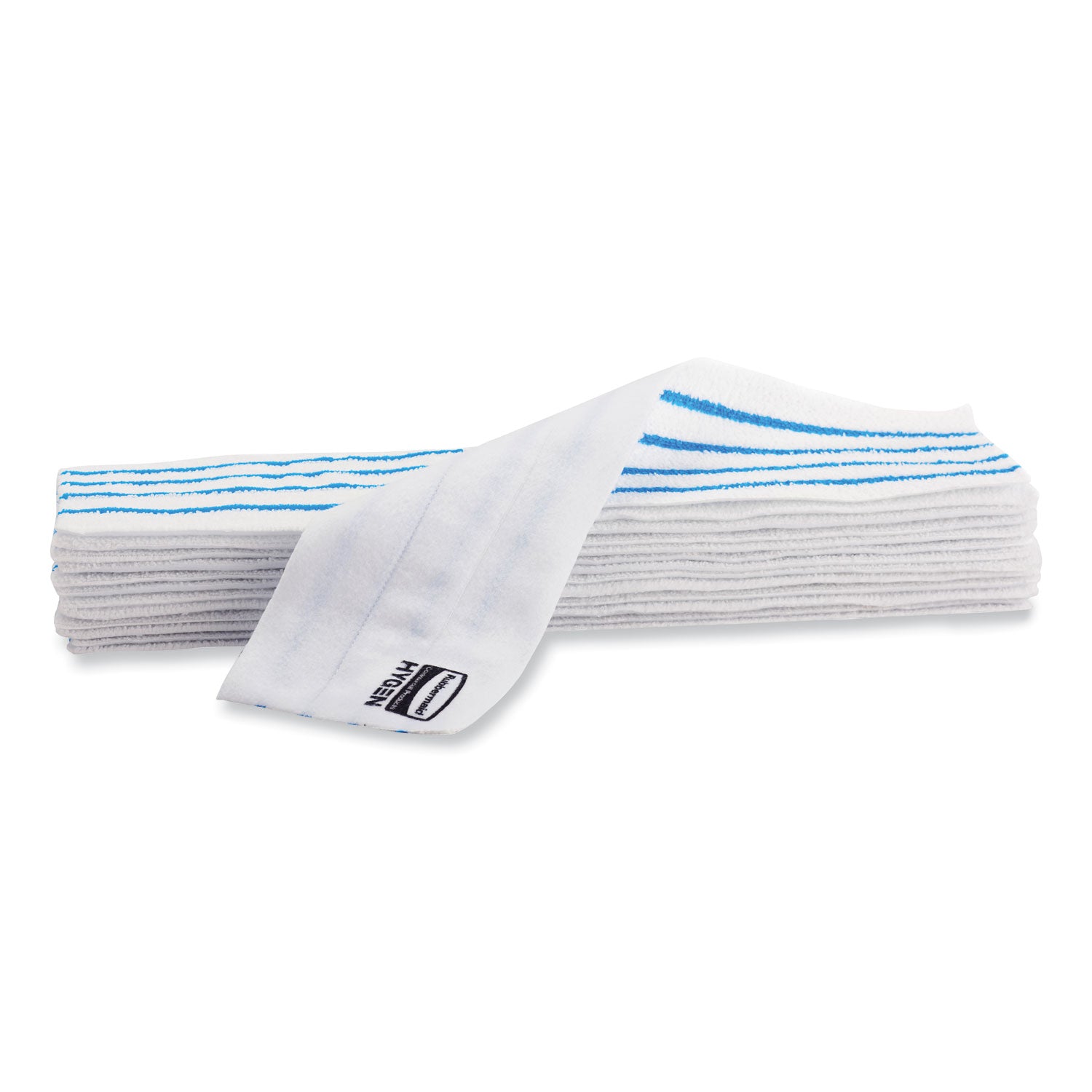Rubbermaid Disposable Microfiber Pad, 4.75 x 19, White/Blue Stripes, 50/Pack, 3 Packs/Carton (2134282)