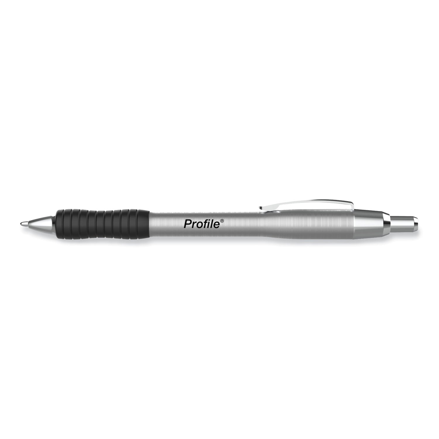 Paper Mate Profile Metal Ballpoint Pen, Retractable, Medium 1 mm, Black Ink, Silver Barrel, Dozen (2130514)