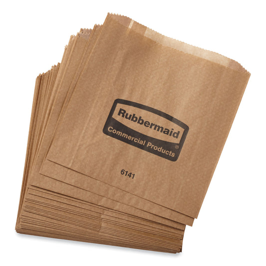 Rubbermaid Commercial Waxed Napkin Receptacle Liners, 2.75" x 8.75" x 8.5", Brown, 250/Carton (6141)