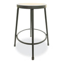 Alera Industrial Metal Shop Stool, Backless, Supports Up to 300 lb, 24" Seat Height, Brown Seat, Gray Base (IS6624G)