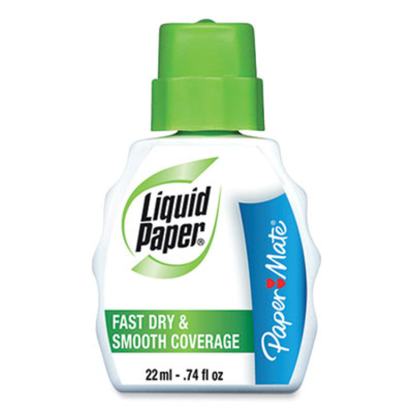 Paper Mate Fast Dry Correction Fluid, 22 ml Bottle, White, Dozen (5640115K)
