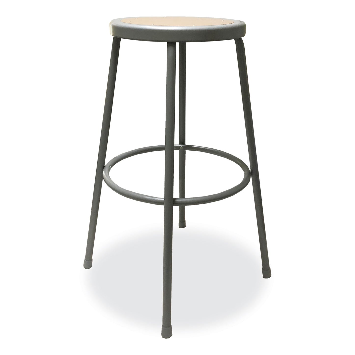 Alera Industrial Metal Shop Stool, Backless, Supports Up to 300 lb, 30" Seat Height, Brown Seat, Gray Base (IS6630G)