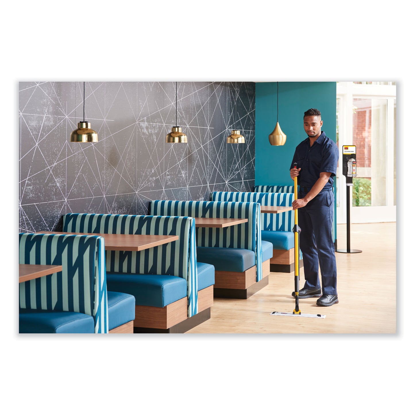 Rubbermaid Disposable Microfiber Pad, 4.75 x 19, White/Blue Stripes, 50/Pack, 3 Packs/Carton (2134282)