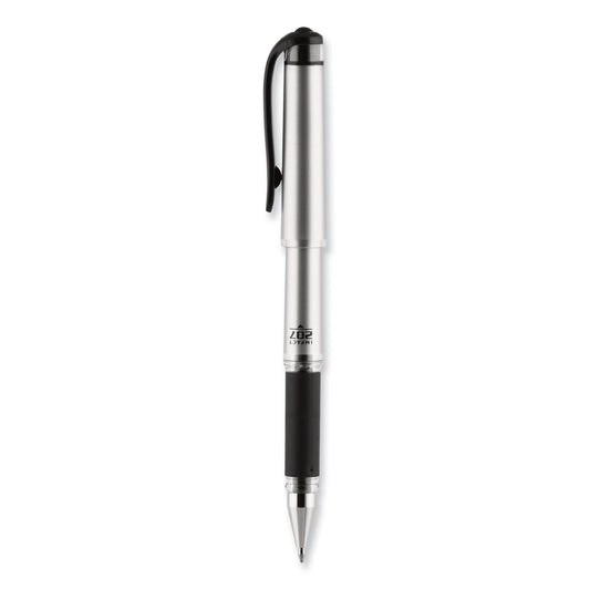 uni-ball 207 Impact Gel Pen, Stick, Bold 1 mm, Black Ink, Silver/Black Barrel (65800)