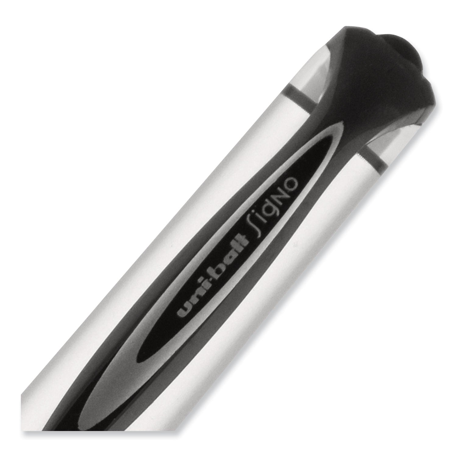 uni-ball 207 Impact Gel Pen, Stick, Bold 1 mm, Black Ink, Silver/Black Barrel (65800)