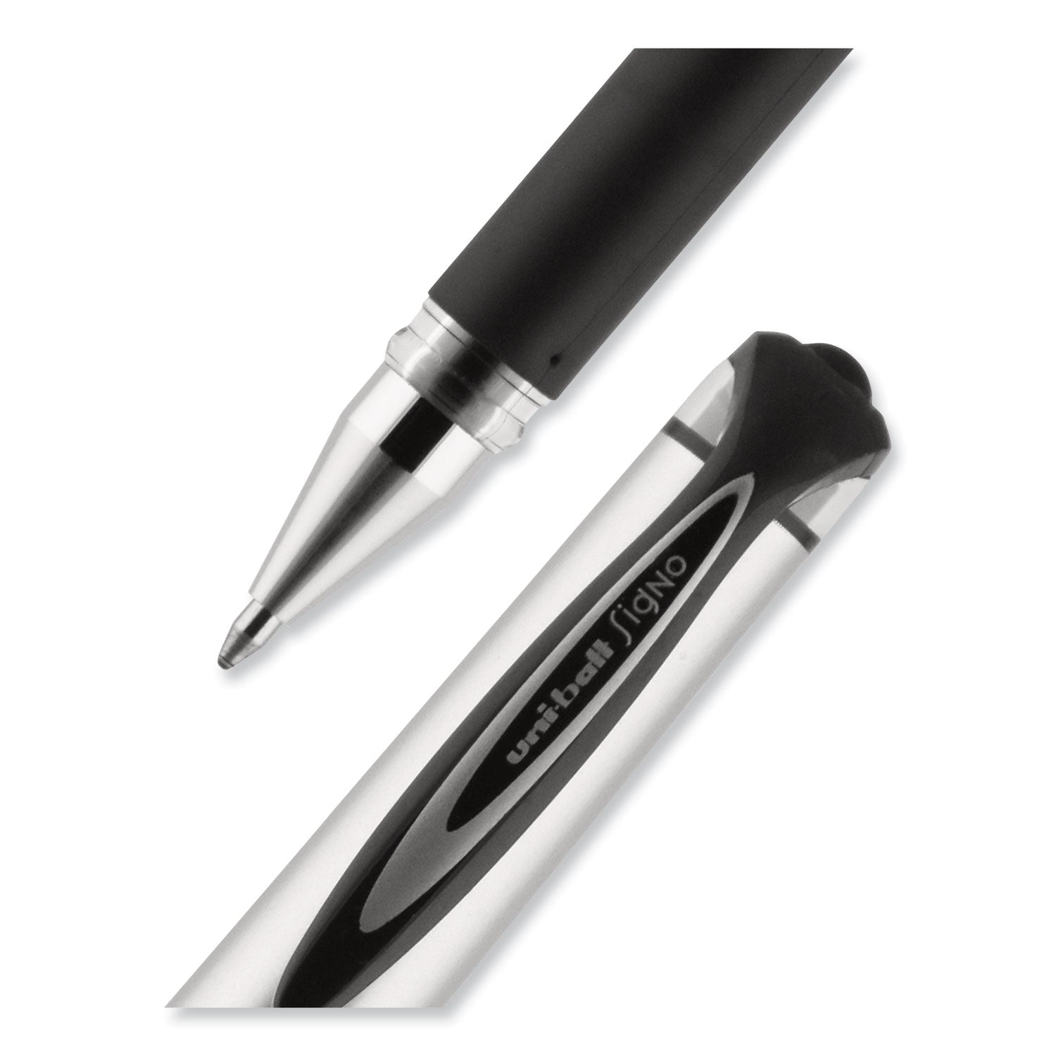 uni-ball 207 Impact Gel Pen, Stick, Bold 1 mm, Black Ink, Silver/Black Barrel (65800)