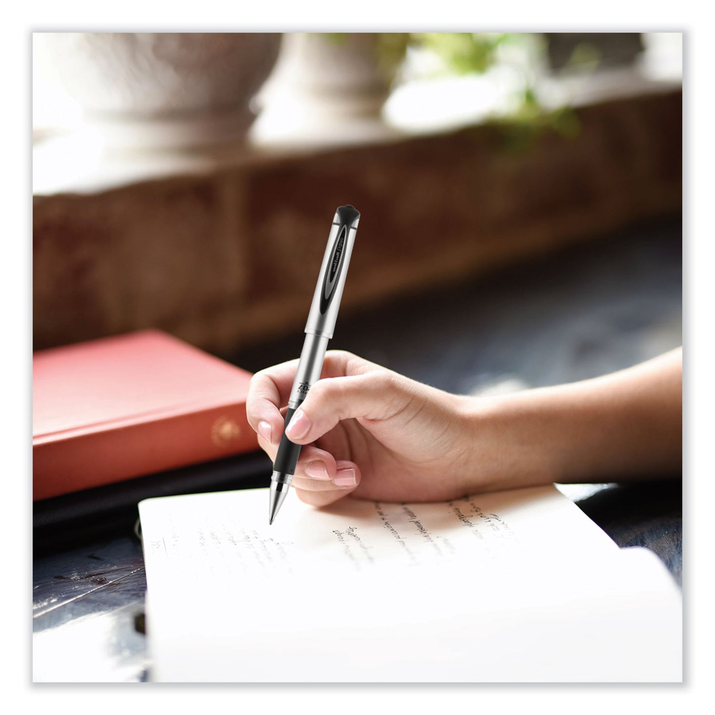 uni-ball 207 Impact Gel Pen, Stick, Bold 1 mm, Black Ink, Silver/Black Barrel (65800)