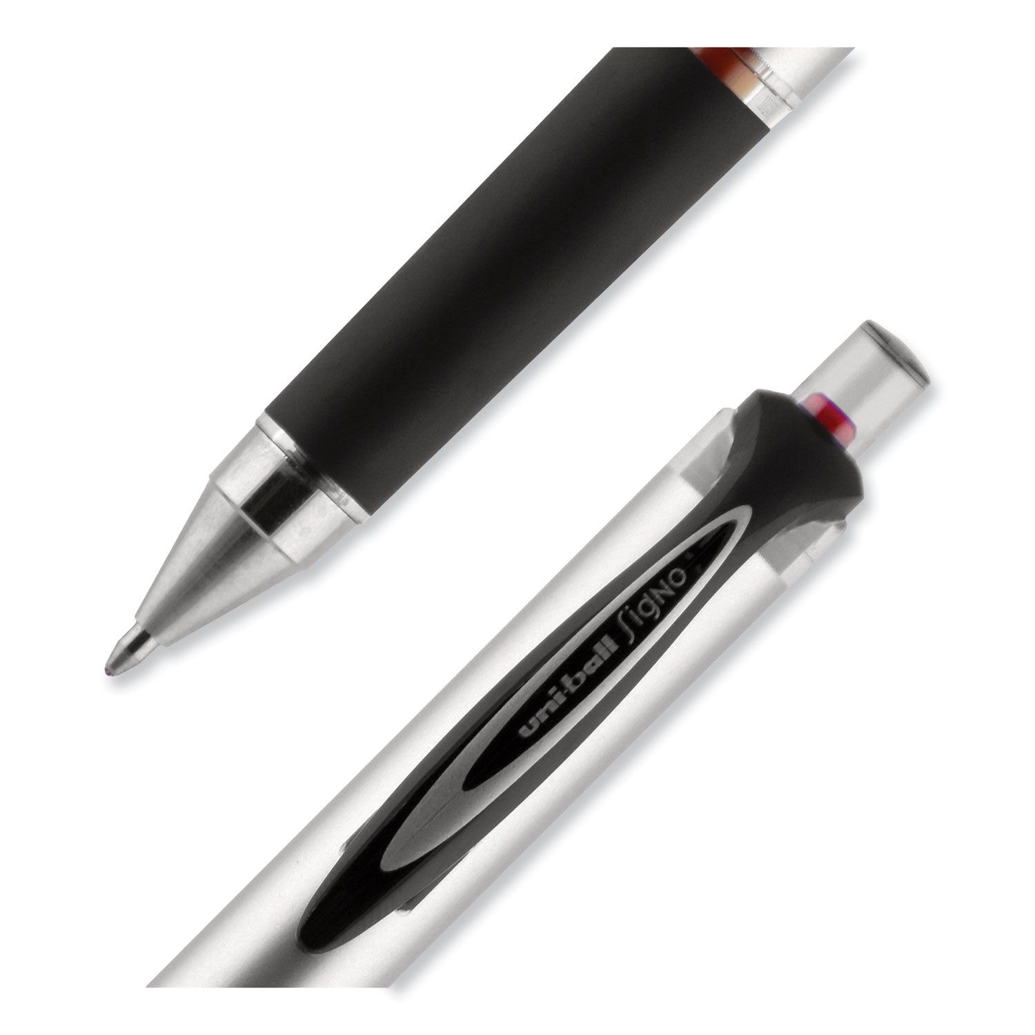 uni-ball 207 Impact Gel Pen, Retractable, Bold 1 mm, Red Ink, Black/Red Barrel (65872)