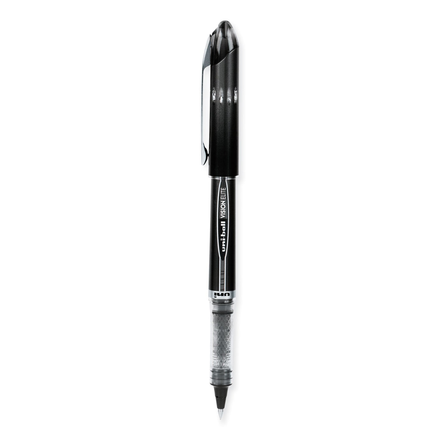 uni-ball VISION ELITE Hybrid Gel Pen, Stick, Extra-Fine 0.5 mm, Black Ink, Black/Clear Barrel (69000)