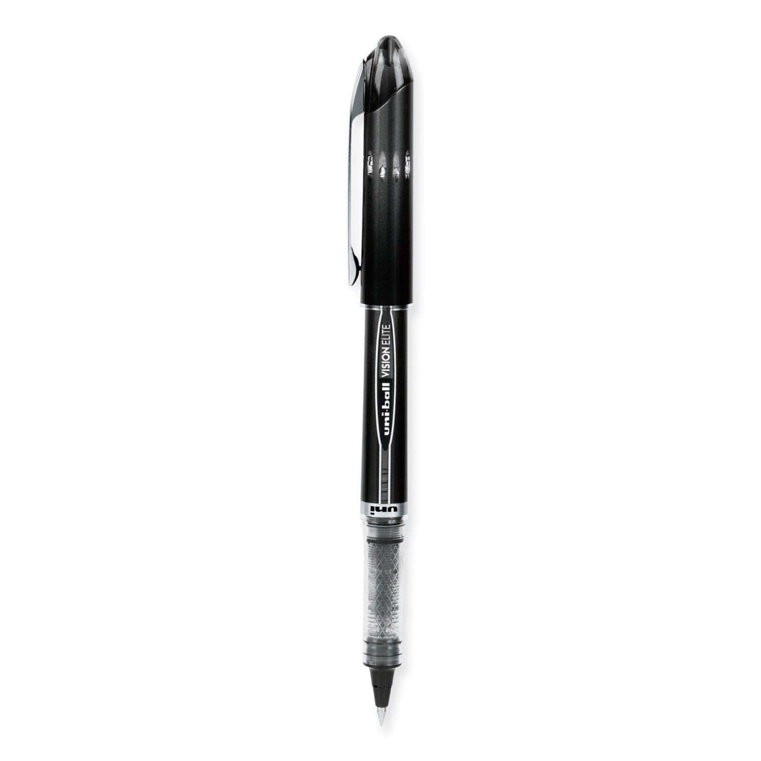 uni-ball VISION ELITE Hybrid Gel Pen, Stick, Extra-Fine 0.5 mm, Black Ink, Black/Clear Barrel (69000)