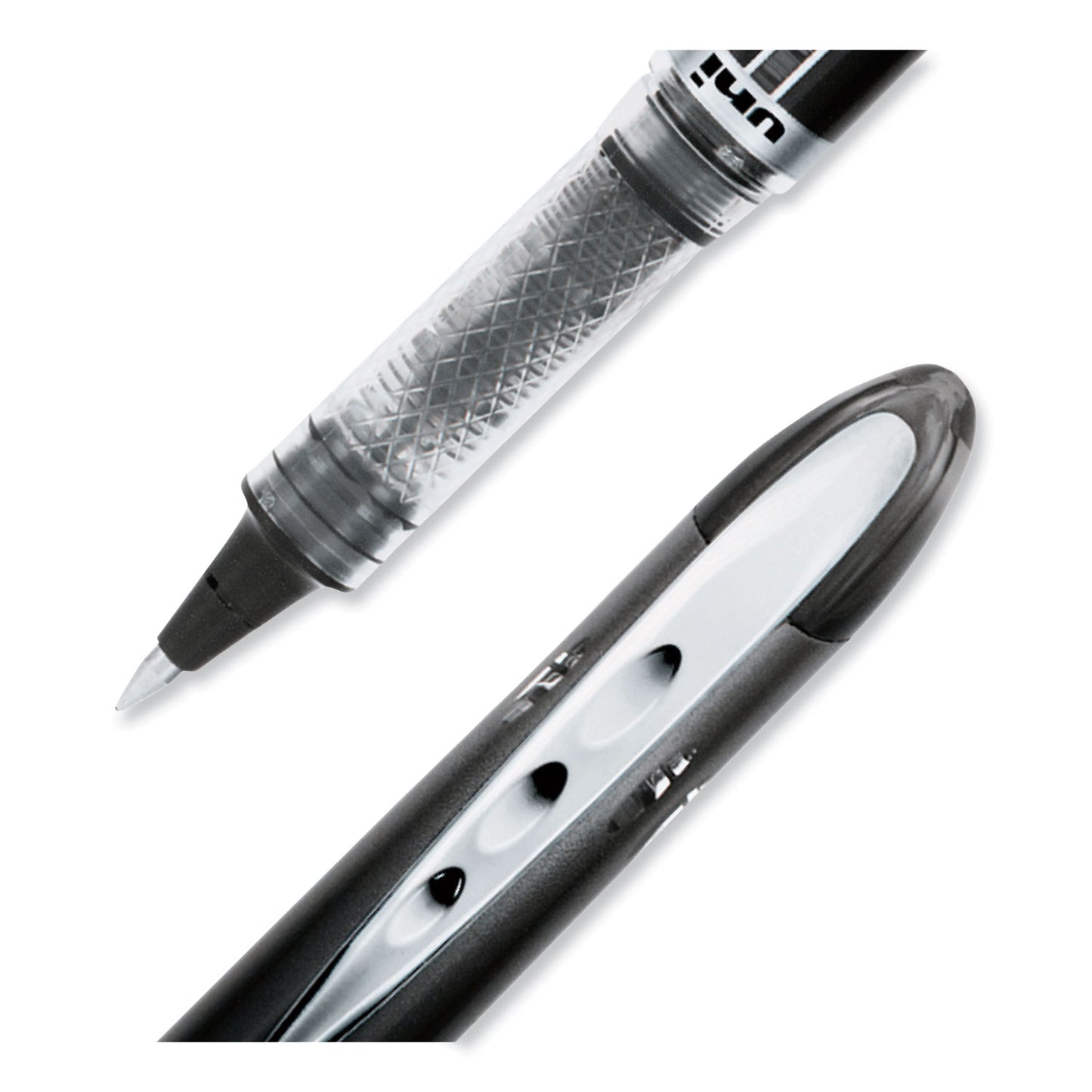 uni-ball VISION ELITE Hybrid Gel Pen, Stick, Extra-Fine 0.5 mm, Black Ink, Black/Clear Barrel (69000)