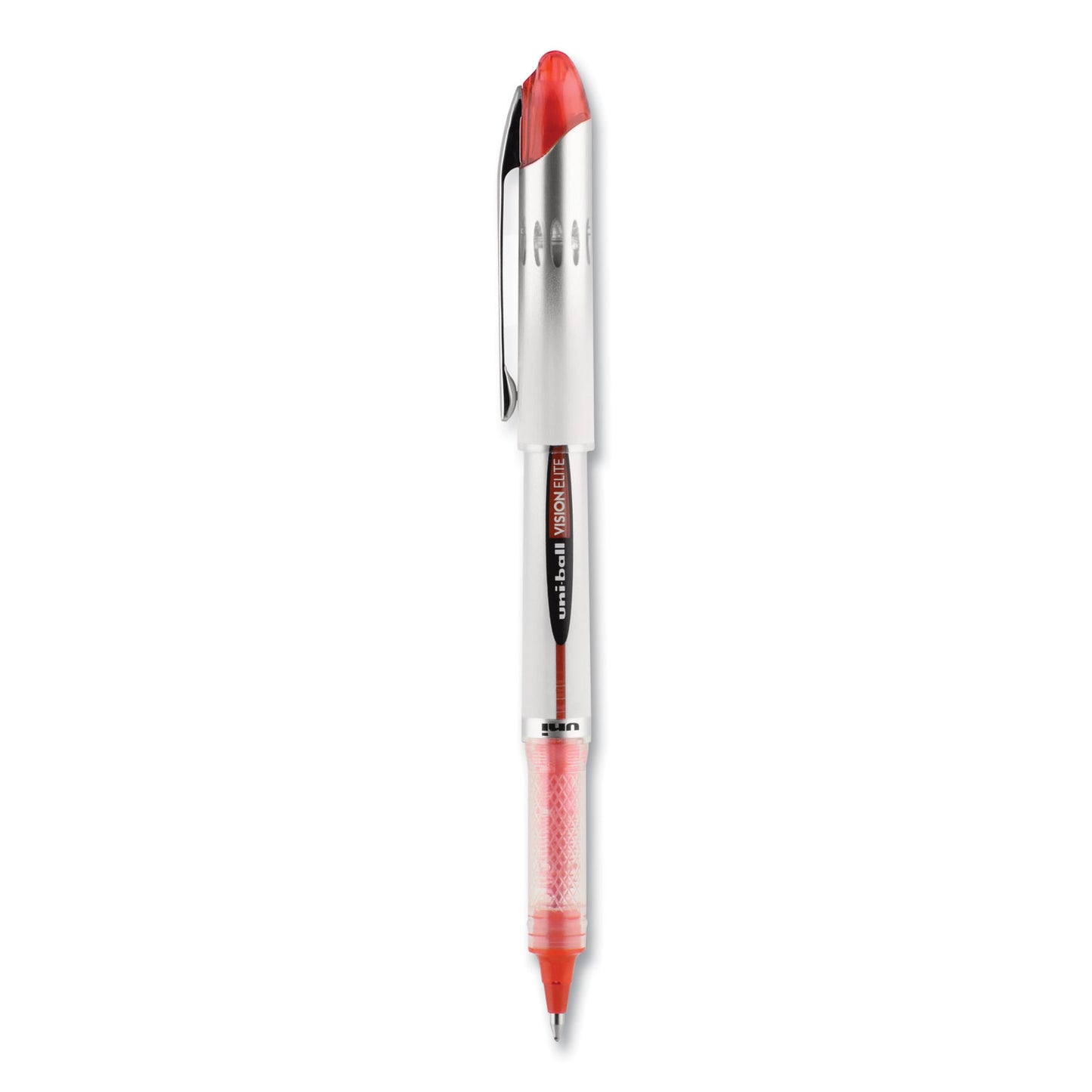 uni-ball VISION ELITE Hybrid Gel Pen, Stick, Bold 0.8 mm, Red Ink, White/Red/Clear Barrel (69023)