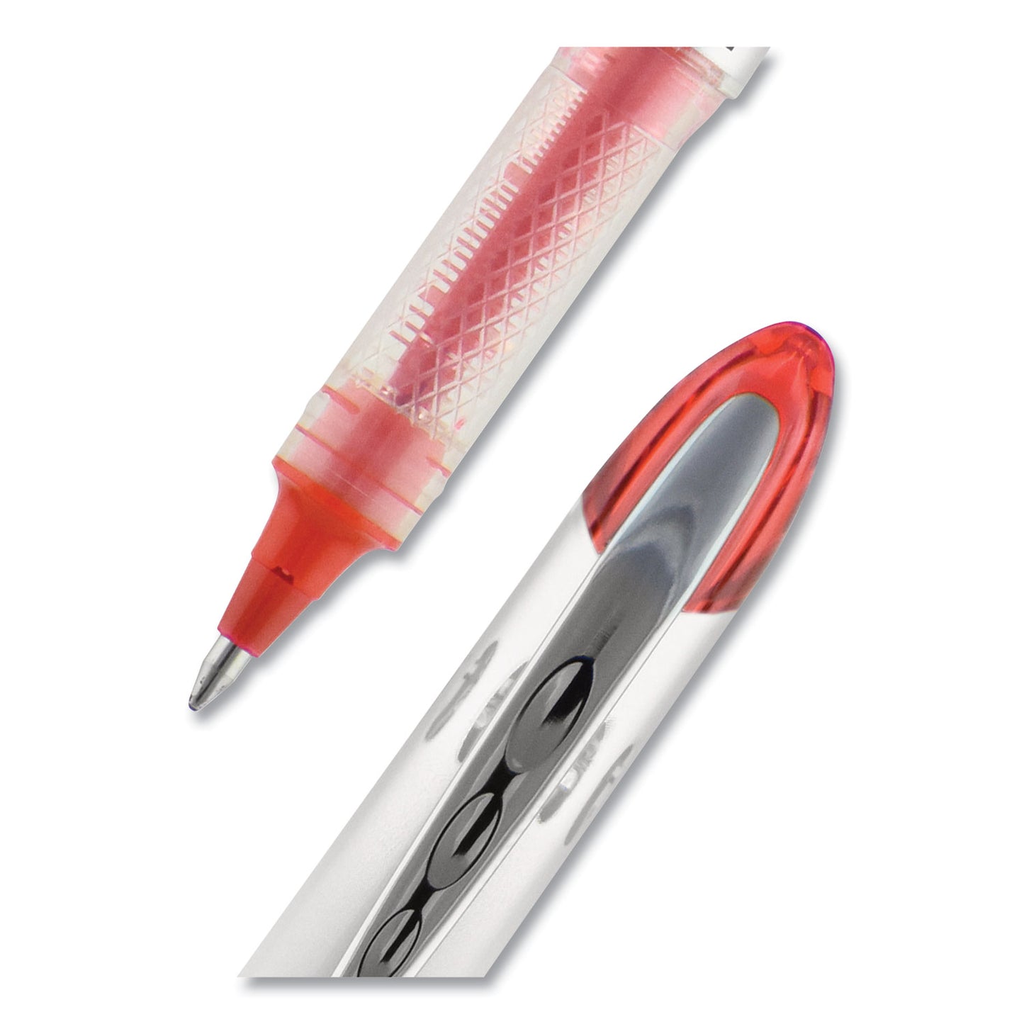 uni-ball VISION ELITE Hybrid Gel Pen, Stick, Bold 0.8 mm, Red Ink, White/Red/Clear Barrel (69023)
