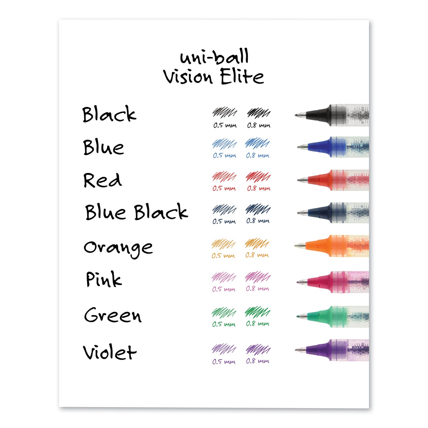uni-ball VISION ELITE Hybrid Gel Pen, Stick, Bold 0.8 mm, Red Ink, White/Red/Clear Barrel (69023)