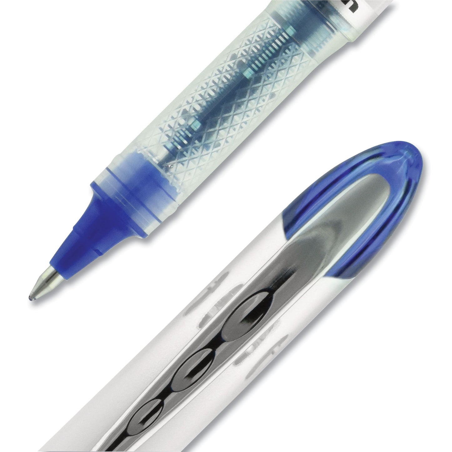 uni-ball VISION ELITE Hybrid Gel Pen, Stick, Bold 0.8 mm, Blue Ink, White/Blue/Clear Barrel (69024)