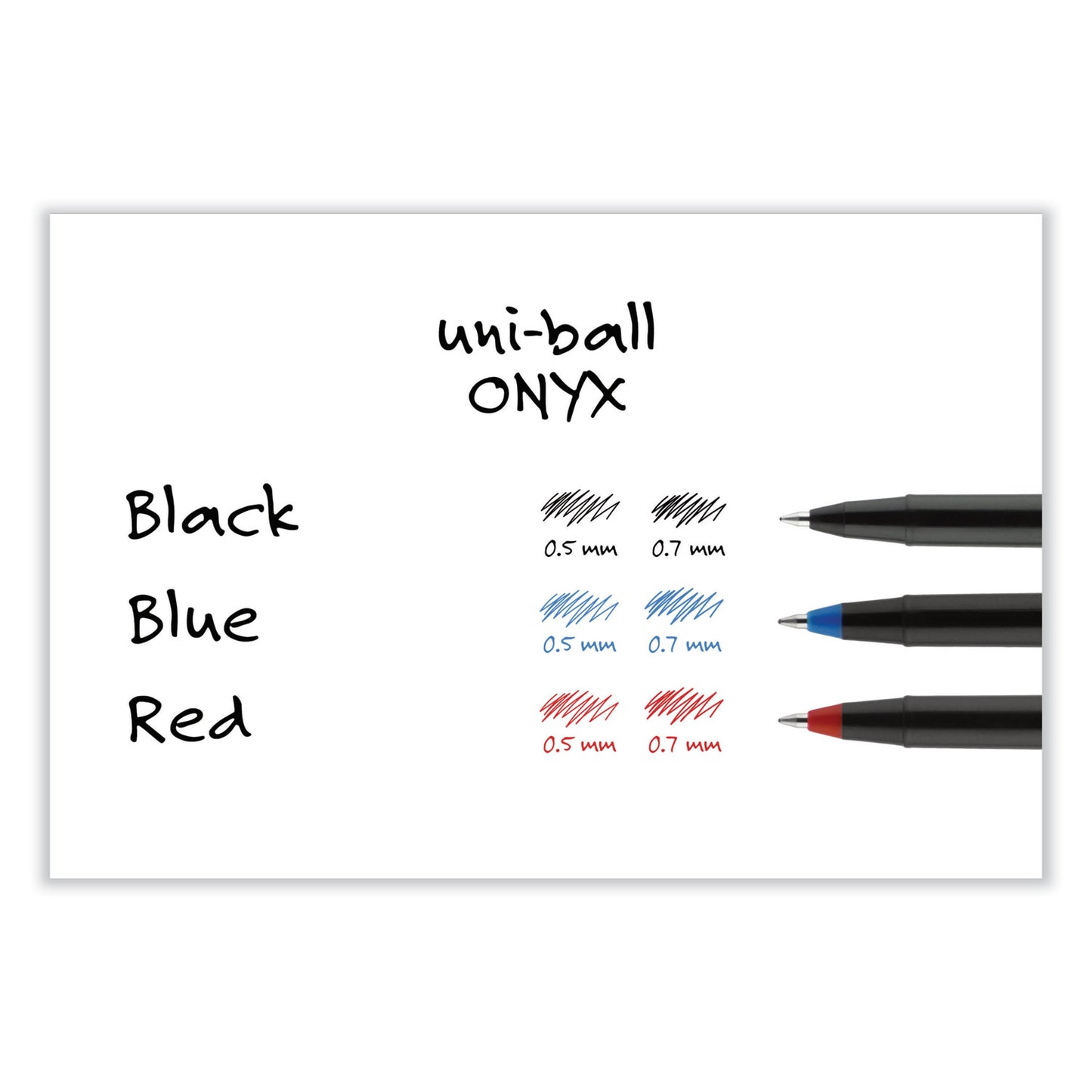 uni-ball ONYX Roller Ball Pen, Stick, Fine 0.7 mm, Black Ink, Black Barrel, 72/Pack (2013567)