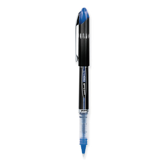 uni-ball VISION ELITE Hybrid Gel Pen, Stick, Extra-Fine 0.5 mm, Blue Ink, Black/Blue/Clear Barrel (69021)