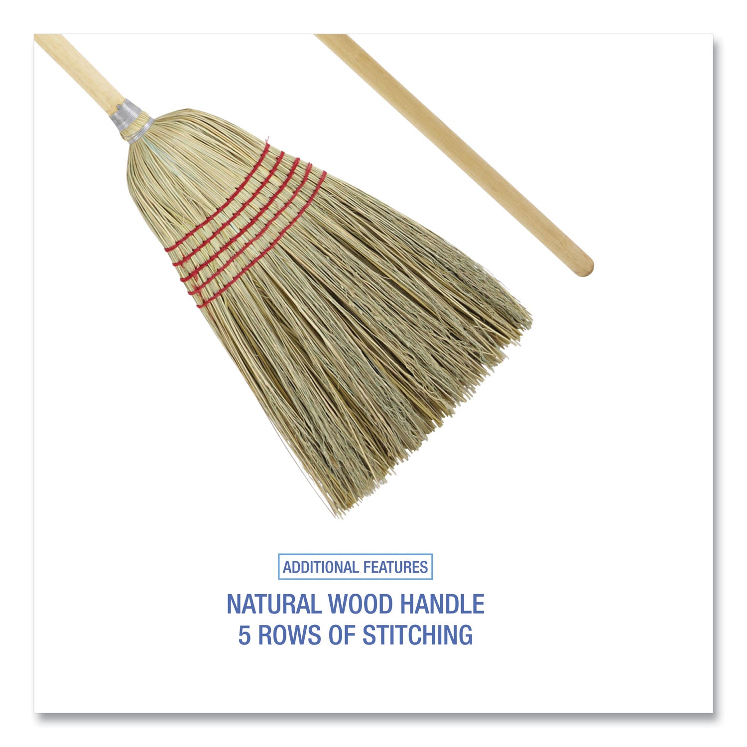 Boardwalk Parlor Broom, Yucca/Corn Fiber Bristles, 55.5" Overall Length, Natural (926YEA)