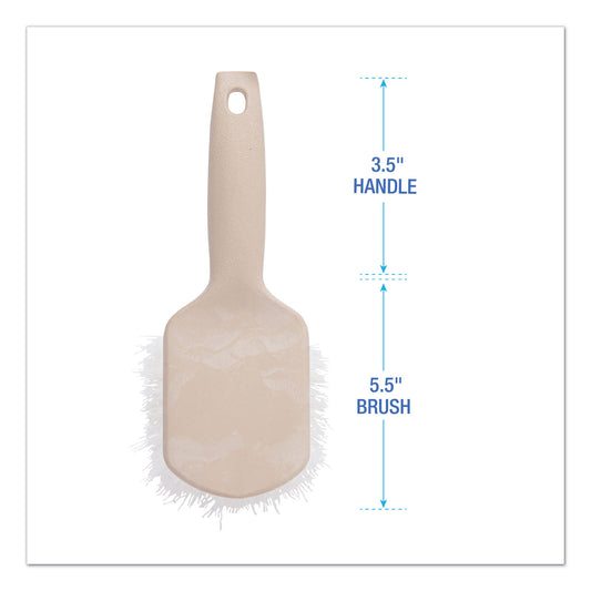 Boardwalk Utility Brush, Cream Nylon Bristles, 5.5" Brush, 3.5" Tan Plastic Handle (4408)